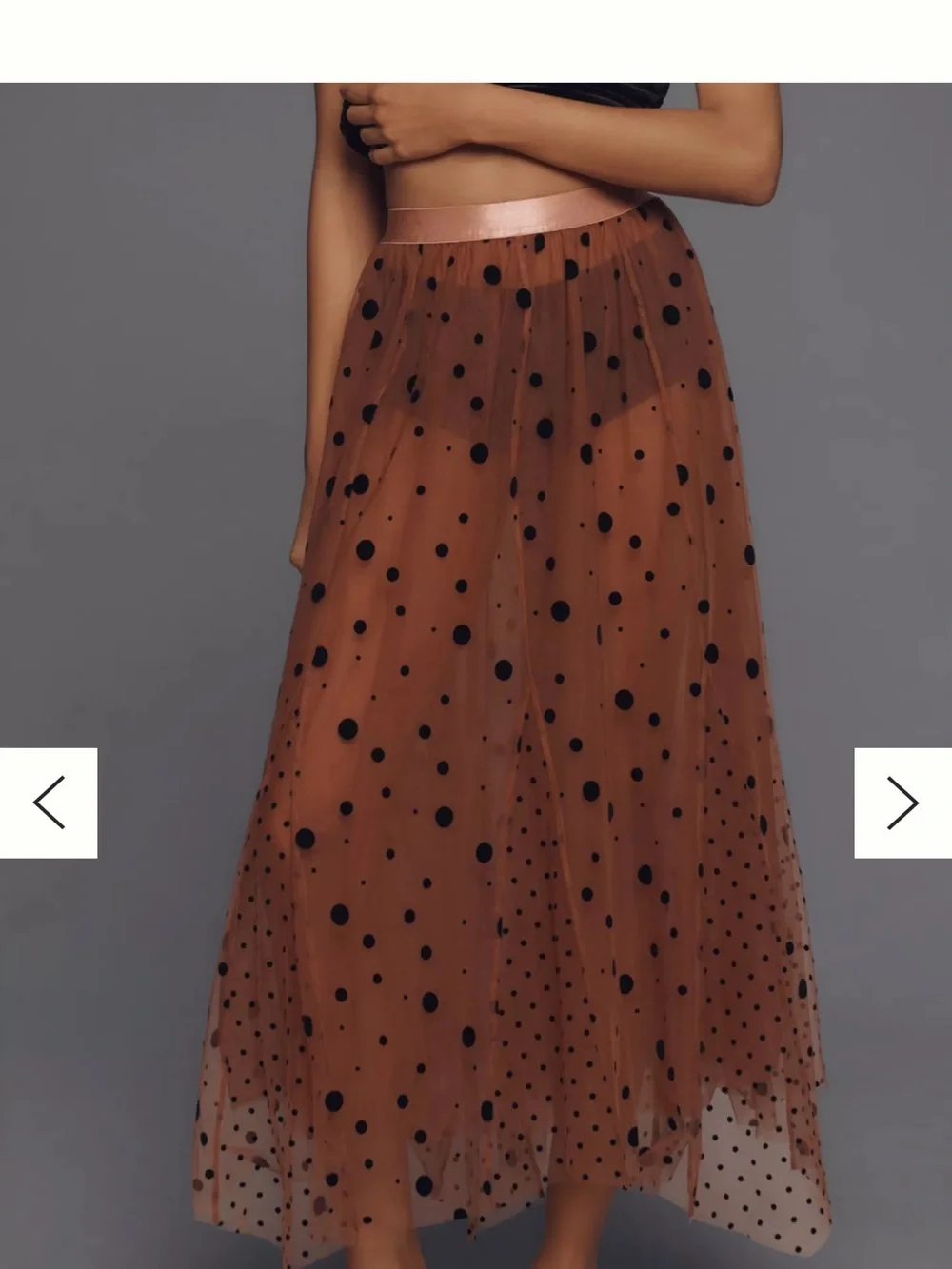 Anthropologie Polka Dot Tulle Maxi Skirt Women’s Medium Taupe
